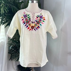 Bohemian hand made top/ hand embroidery 100% cotton.